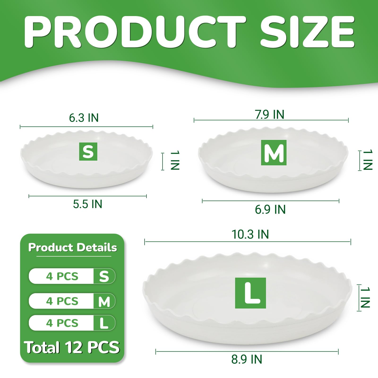 YUANAIYI Wave Plant Saucer 6inch watercatch tray protecting floors
