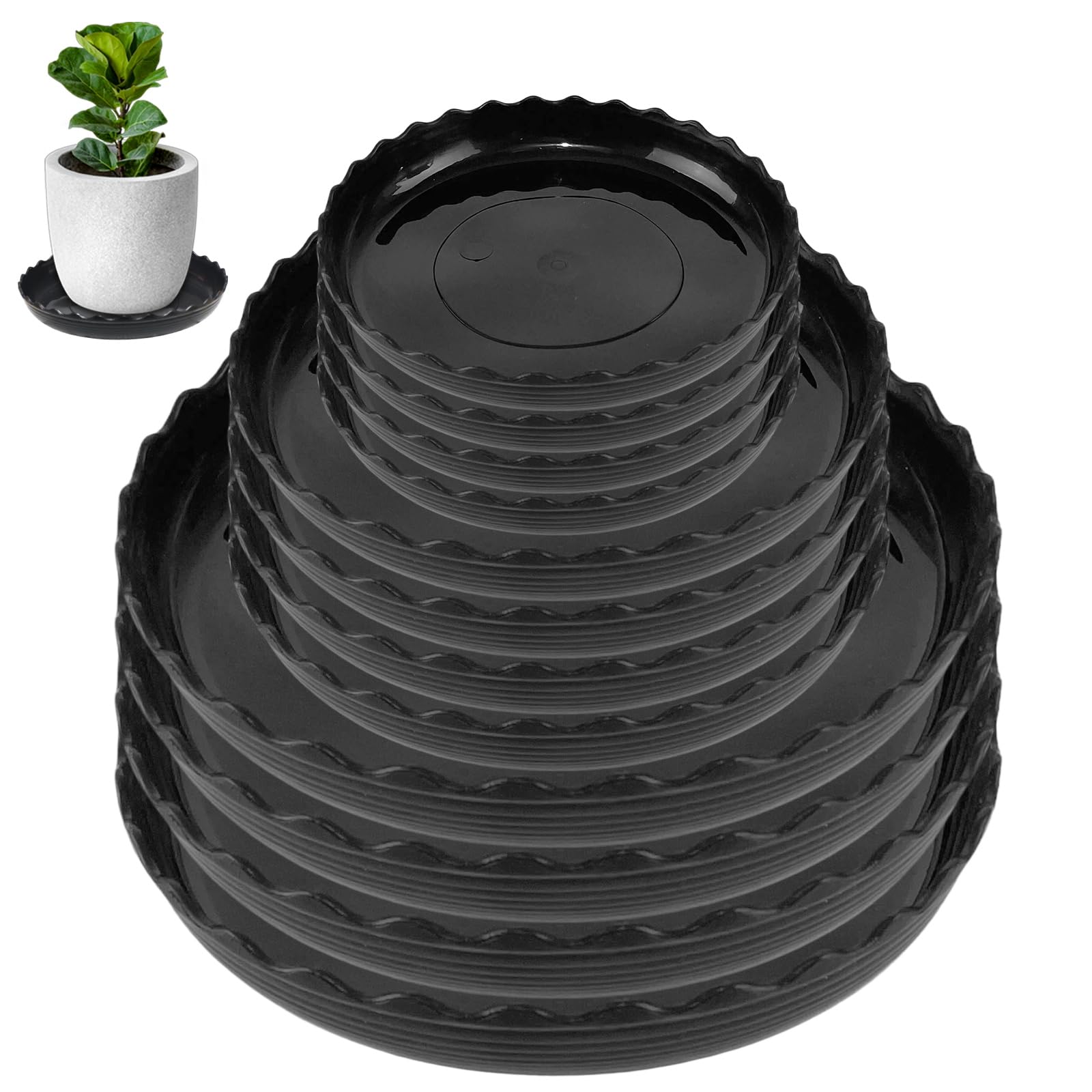 YUANAIYI wave-saucer 6inch captures excess water to protect floors.