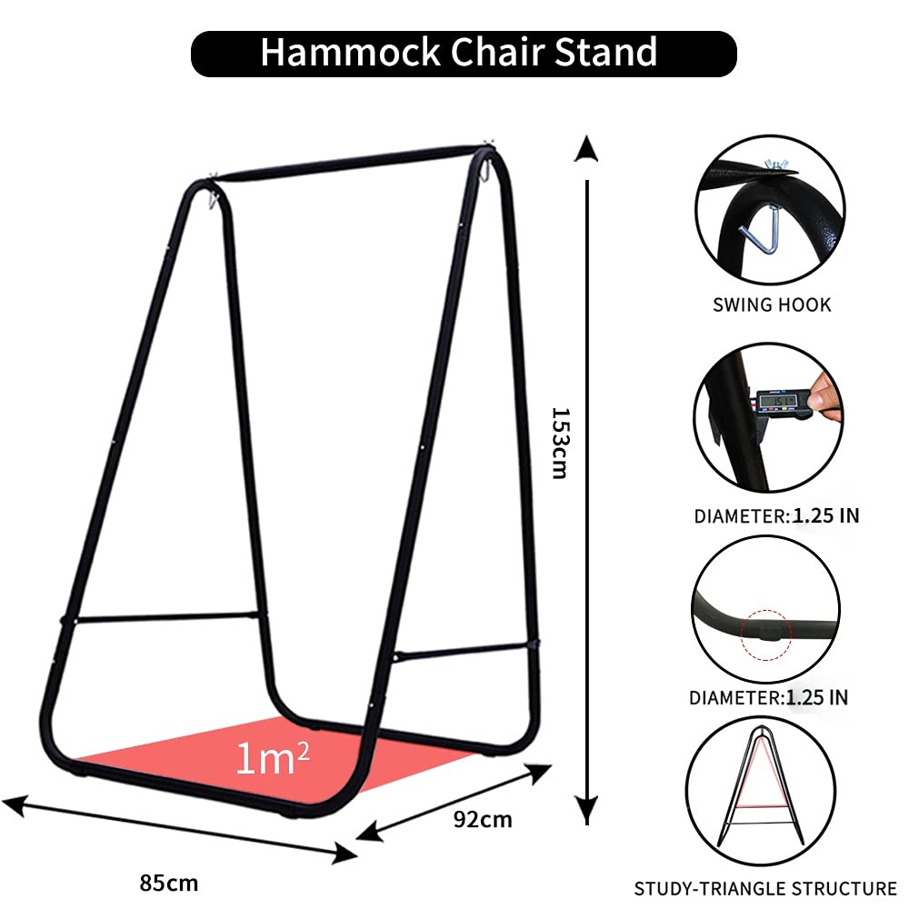 YUCAN hammock stand triangle structure provides stable support for outdoor lounging.