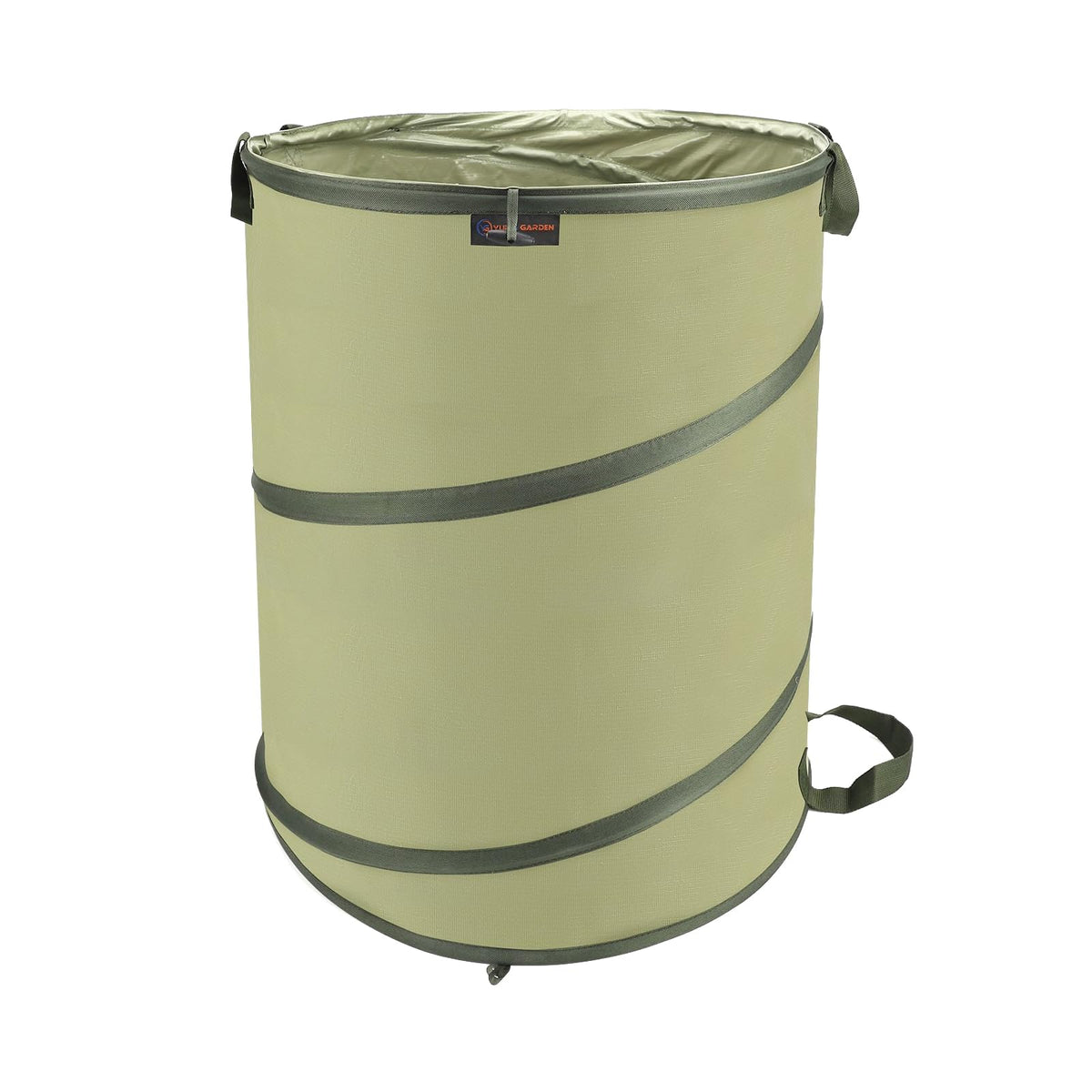 YUDI & GARDEN 45-gallon collapsible garbage bin ready for yard cleanup.