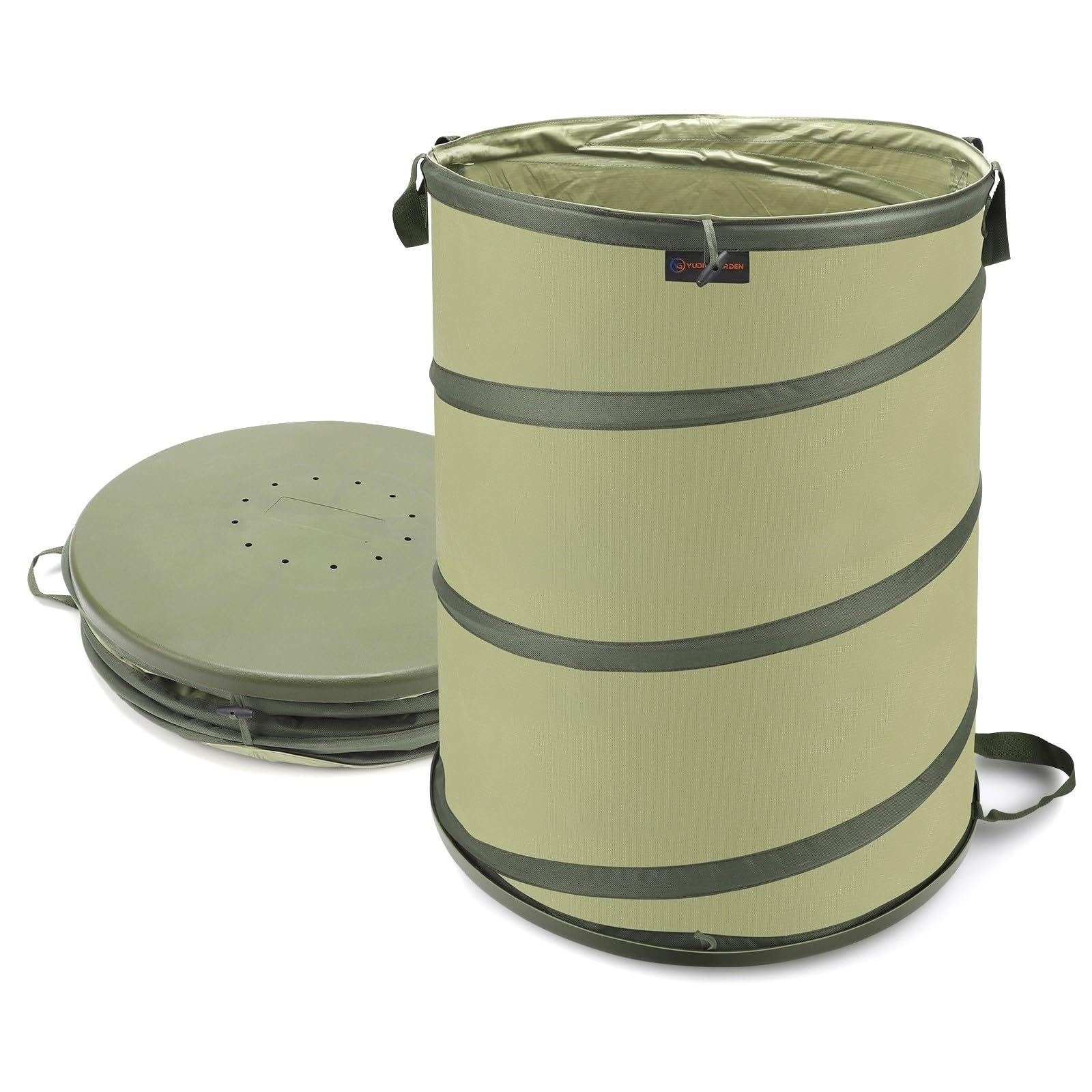 YUDI & GARDEN 45-gallon hard-bottom bin for sturdy yard waste collection.