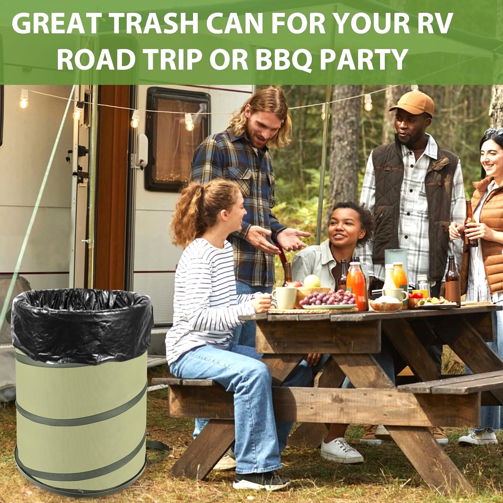 YUDI & GARDEN collapsible trash can is portable and easy to transport.