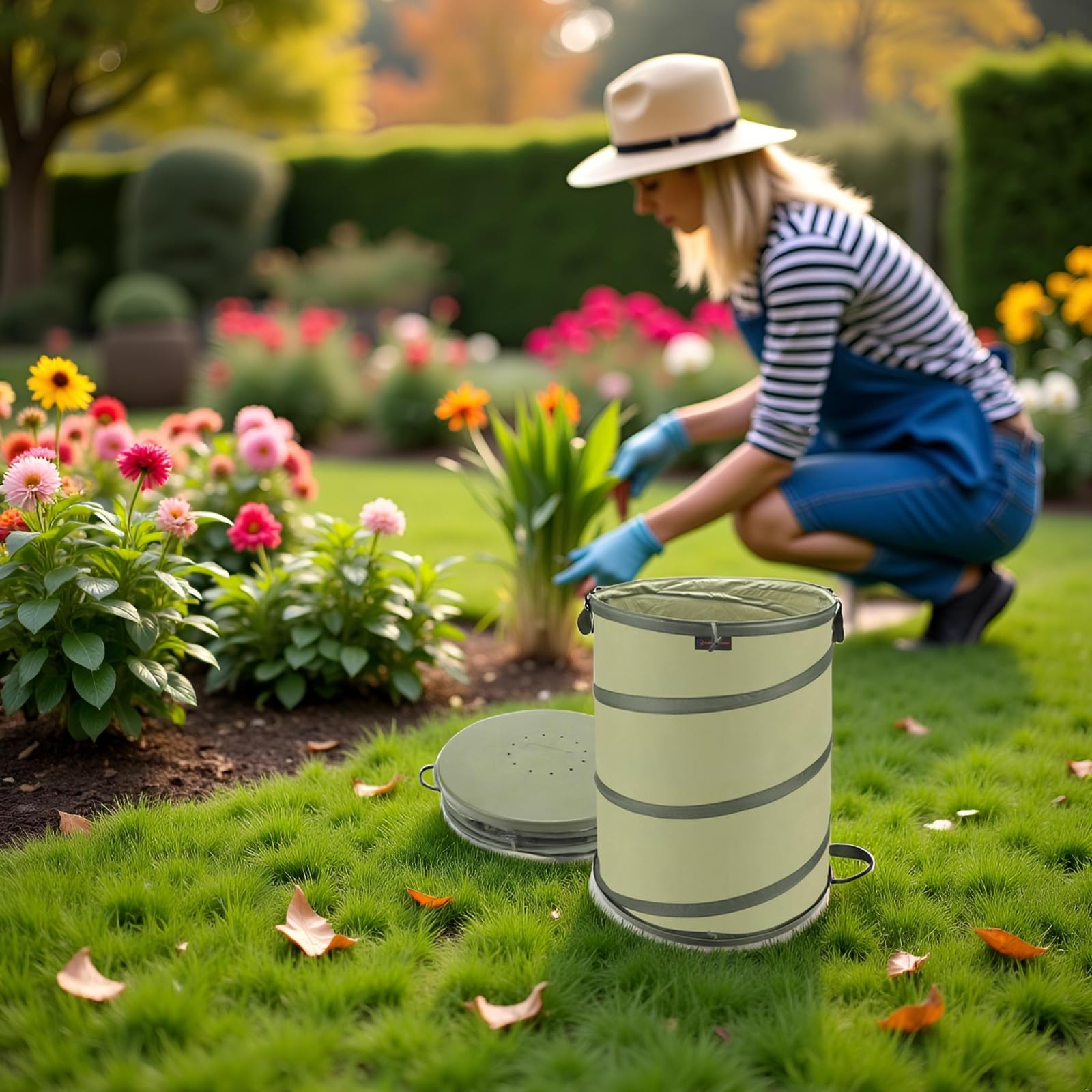 YUDI & GARDEN large opening simplifies collecting leaves and clippings.