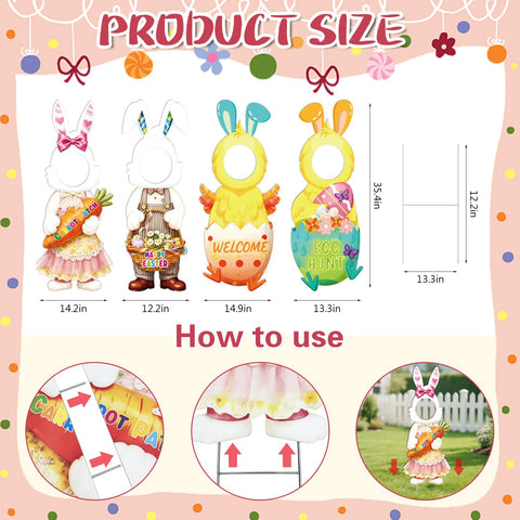 Yudlto Easter yard sign welcome features a welcoming scene for egg hunts.