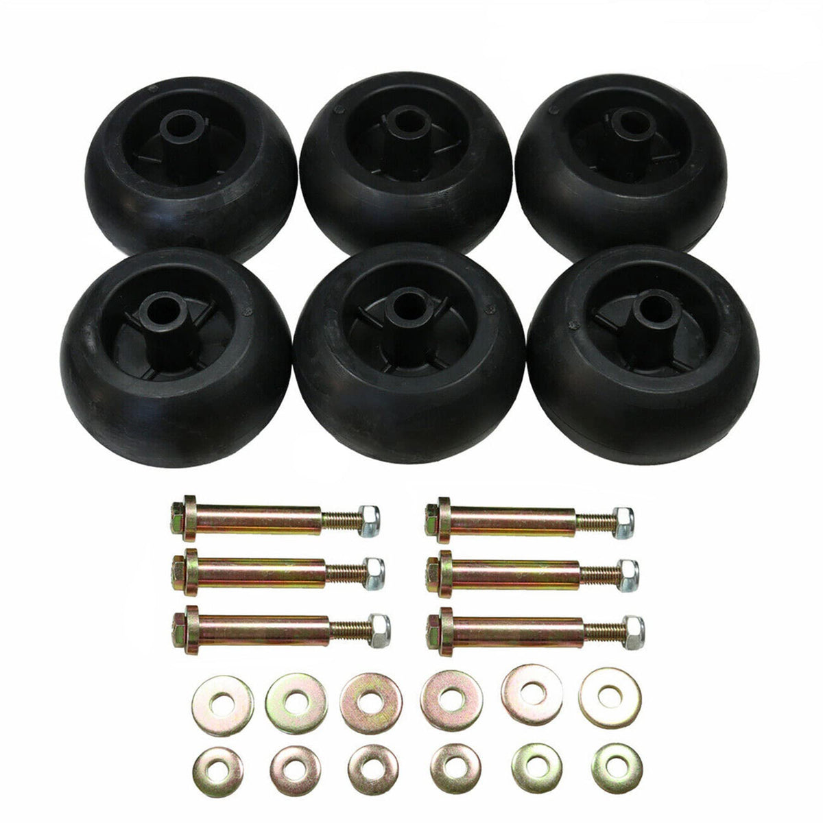Yue Exmark anti scalp wheel kit pack shot with full contents and quick replacement potential.