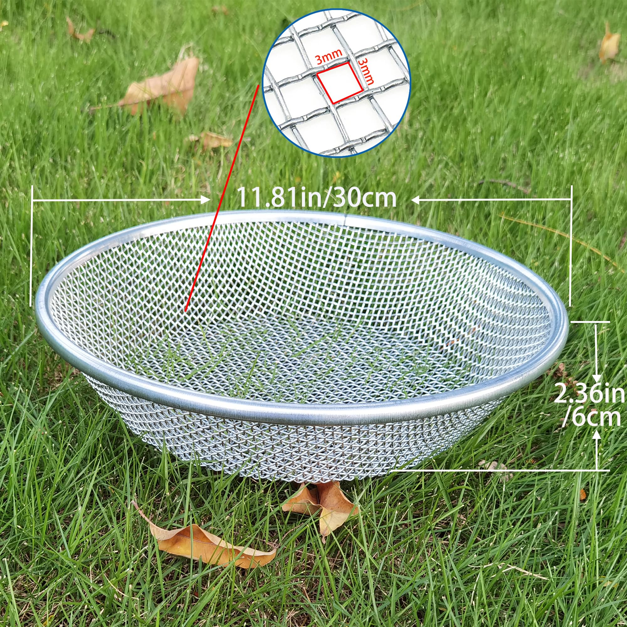 YUEBM Sifter on bucket rim shows secure seating for smooth operation.