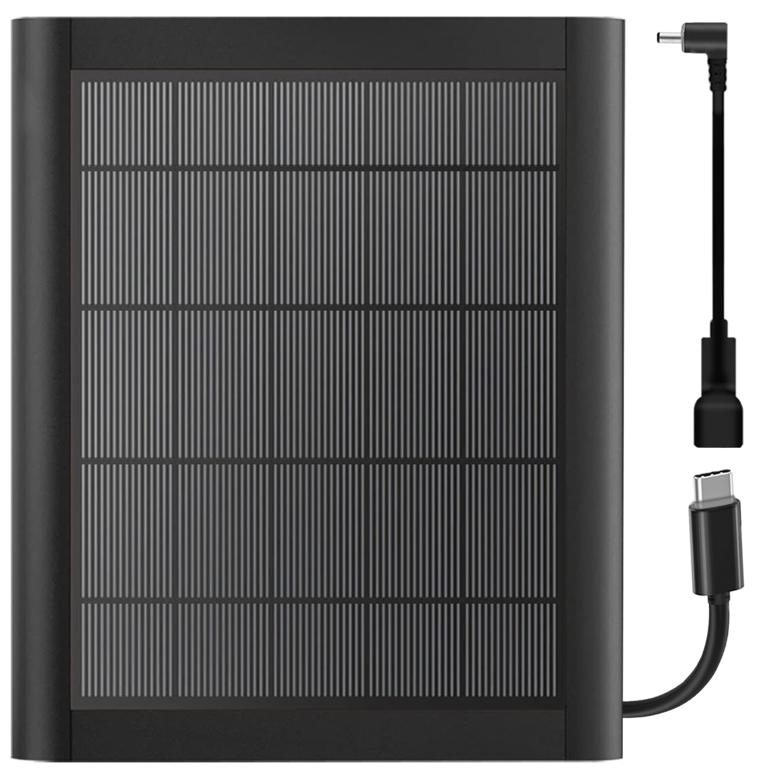 YUELAN 8W solar panel charger powers Outdoor Cam Plus efficiently in bright sun.