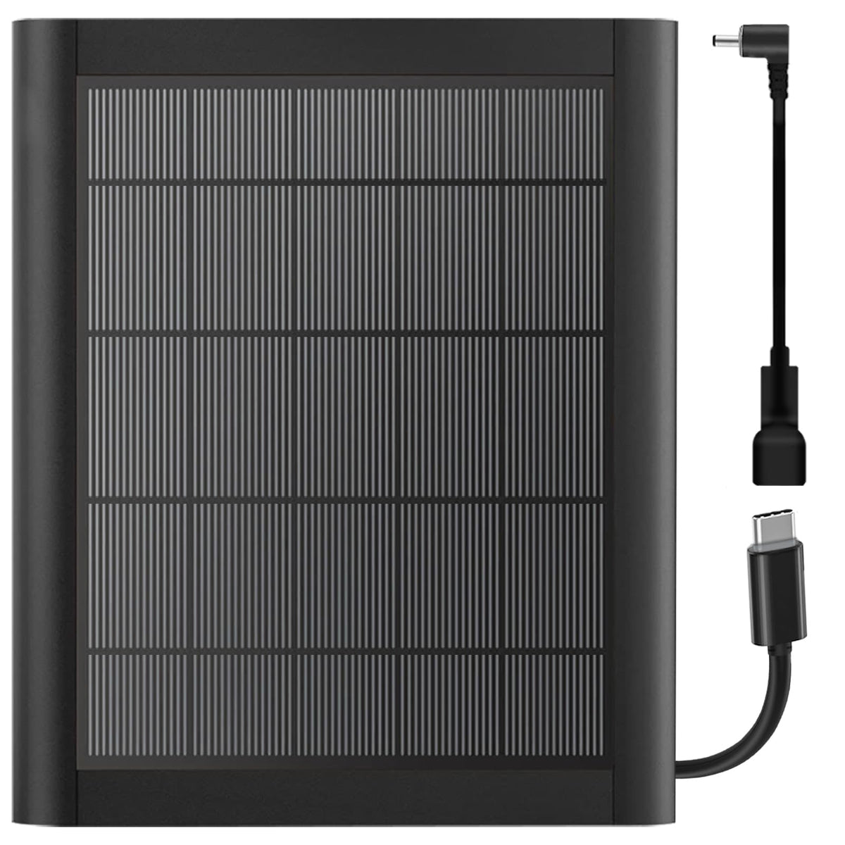 YUELAN 8W solar panel charger powers Outdoor Cam Plus efficiently in bright sun.