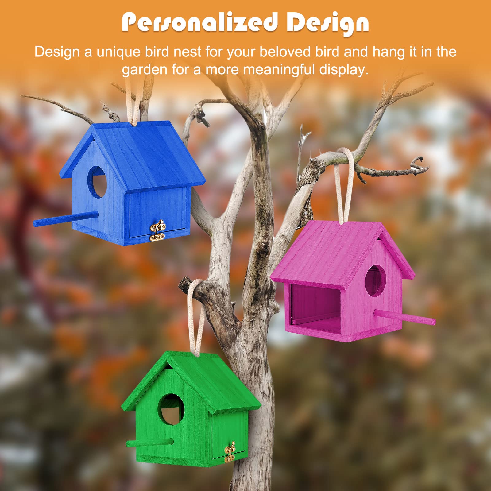 YUEPET bird house perch detail provides resting spot for visitors.