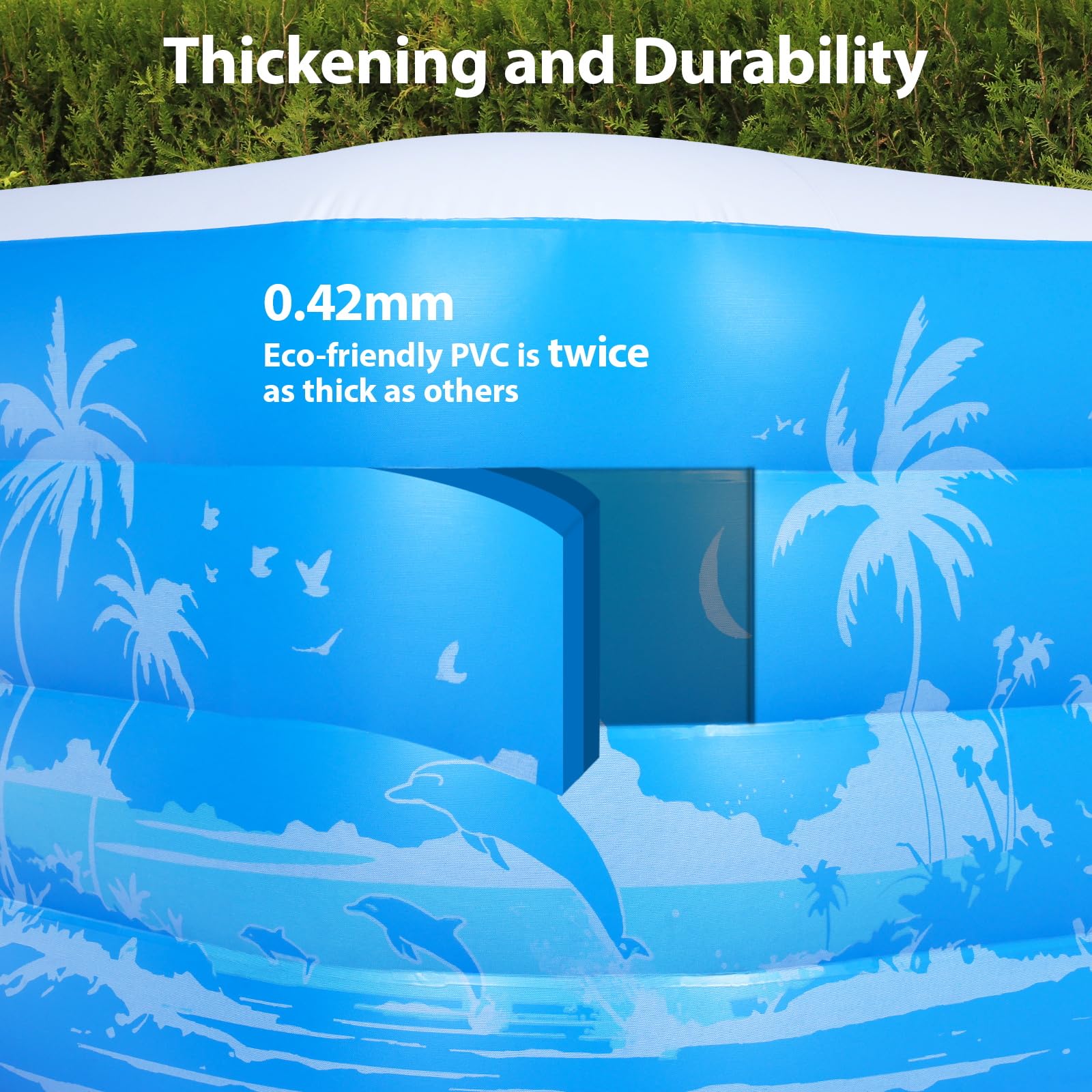 YUEPOOL flat-bottom interior provides comfortable standing surface for barefoot use.