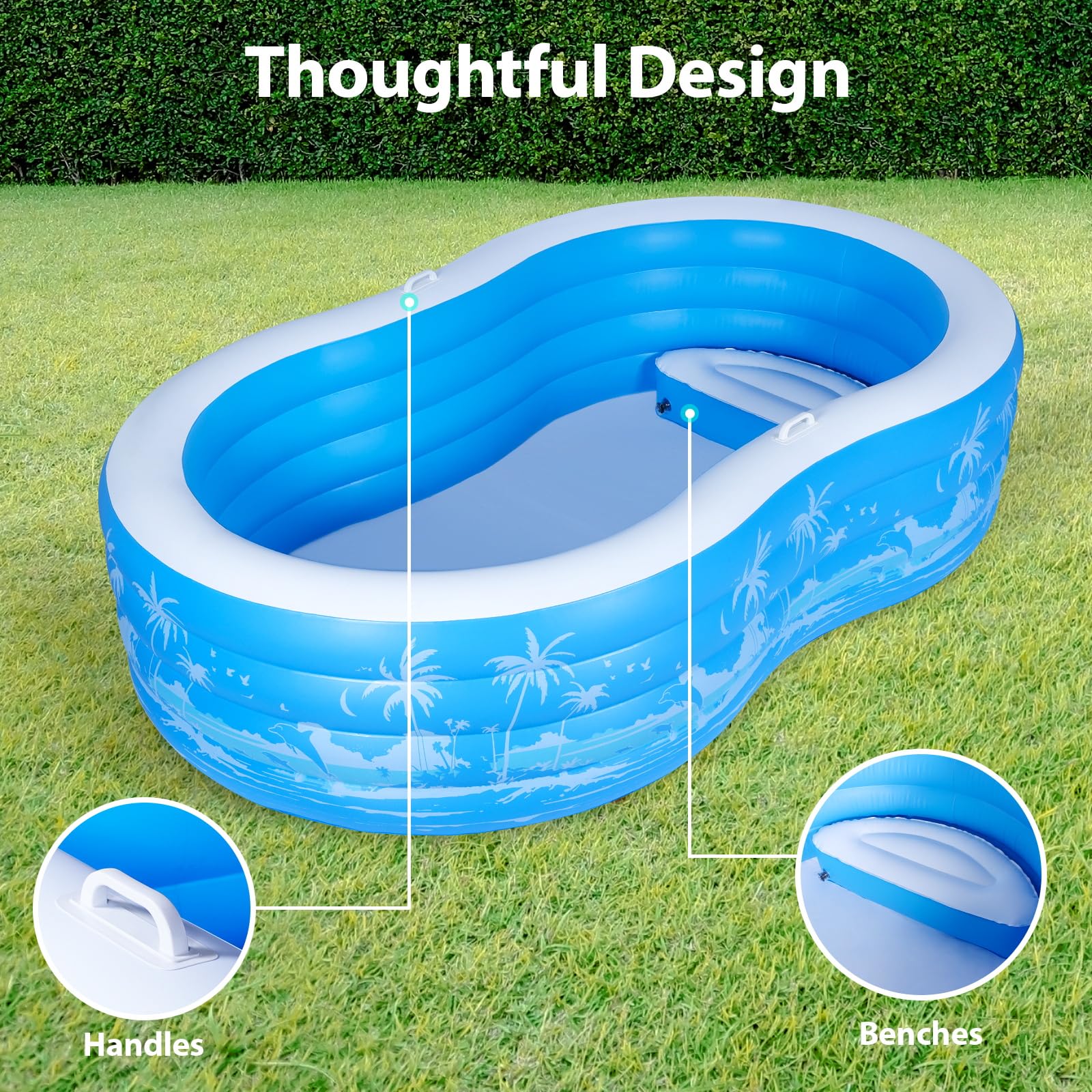 YUEPOOL pool seats and handles for safe, comfortable lounging during play