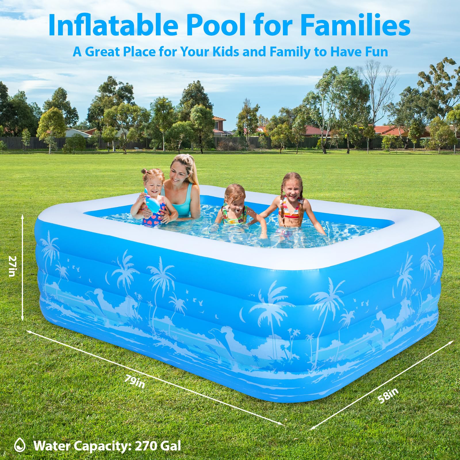 YUEPOOL safe non-toxic PVC ensures safer water fun for the family.