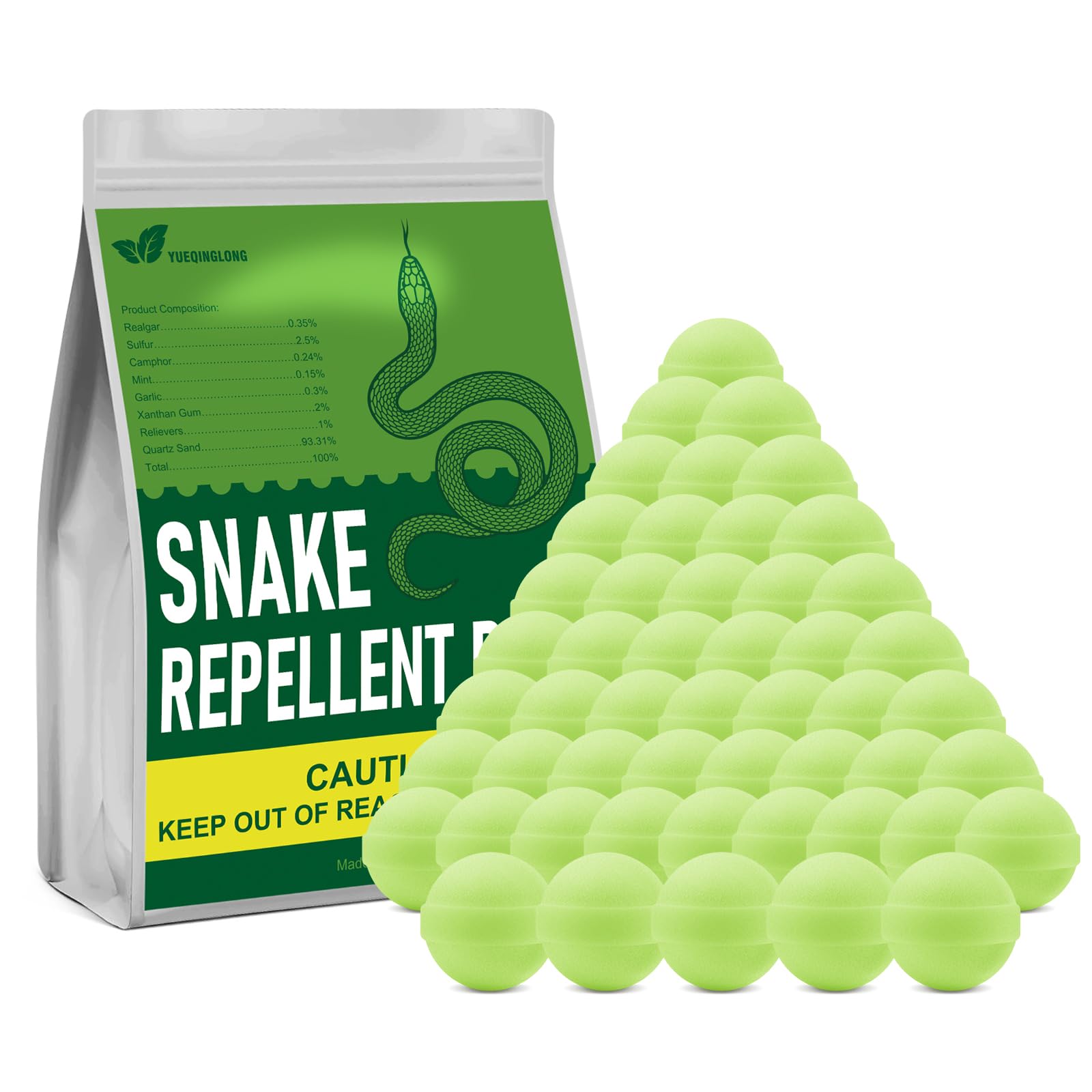 YUEQINGLONG Snake Be Gone packaging shown for easy yard protection.
