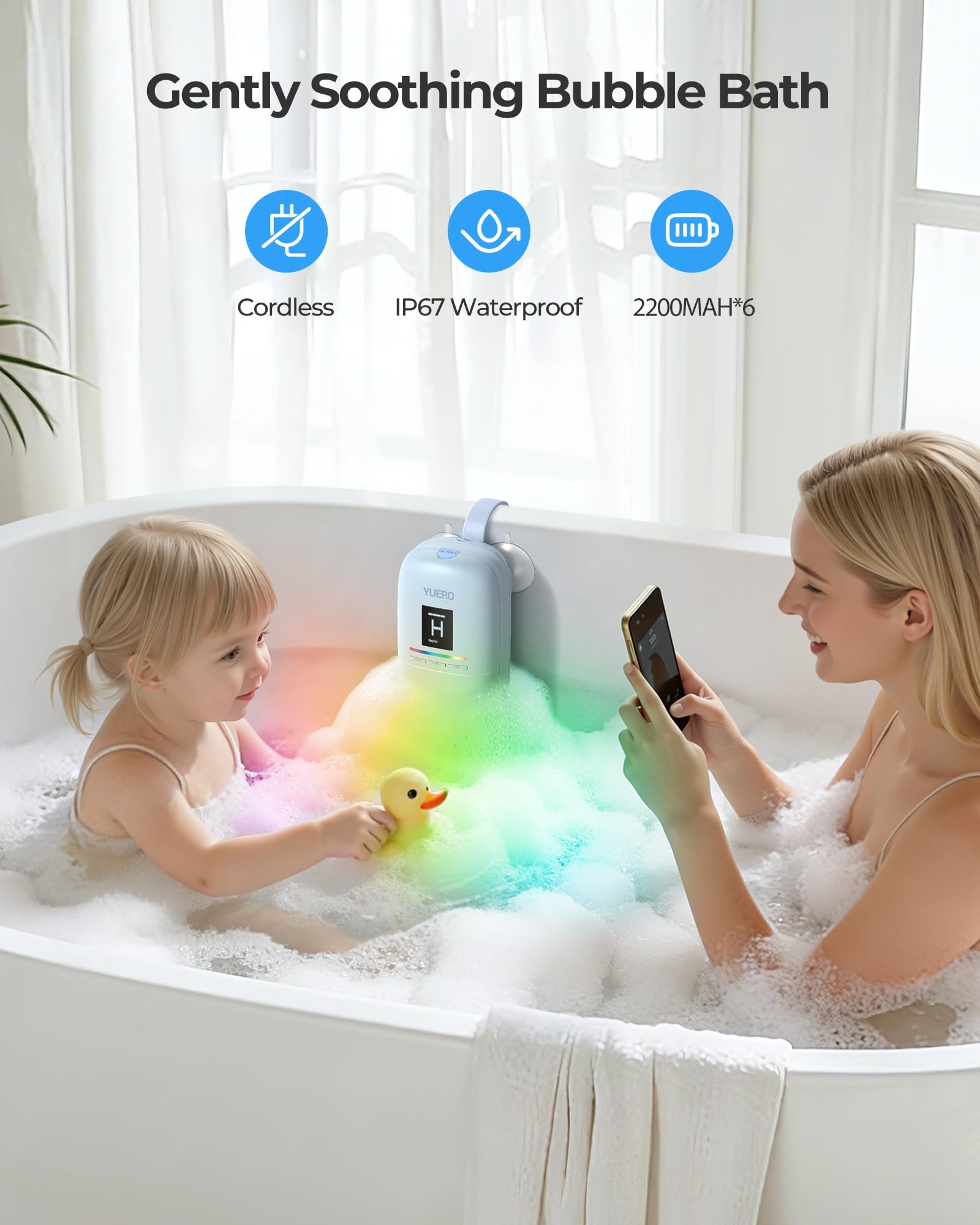 YUERO Bath Jets 360-degree nozzles enable versatile water directing and placement.