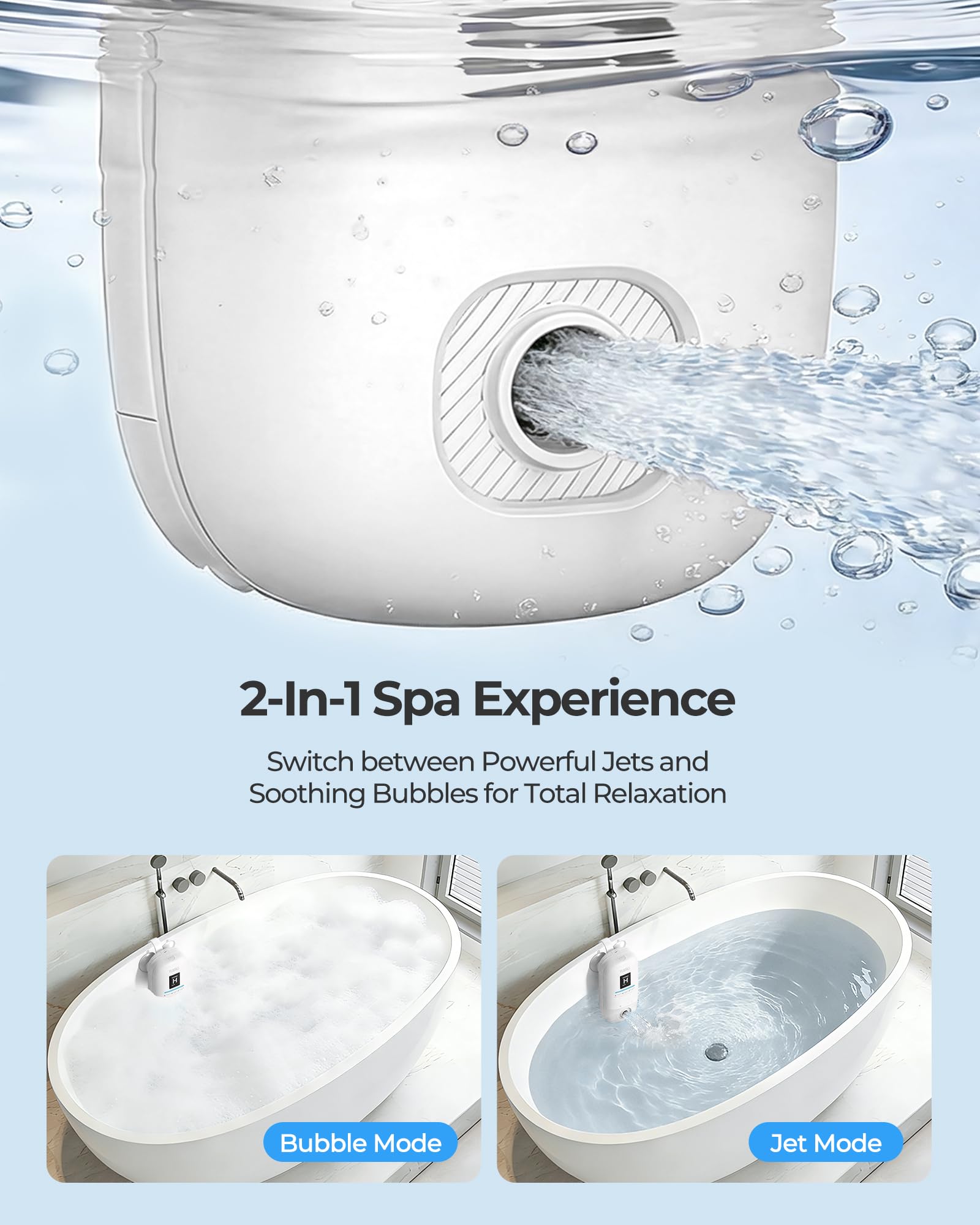 YUERO bath jets cordless-ip67 emphasizes safe wireless operation in wet bathroom environments