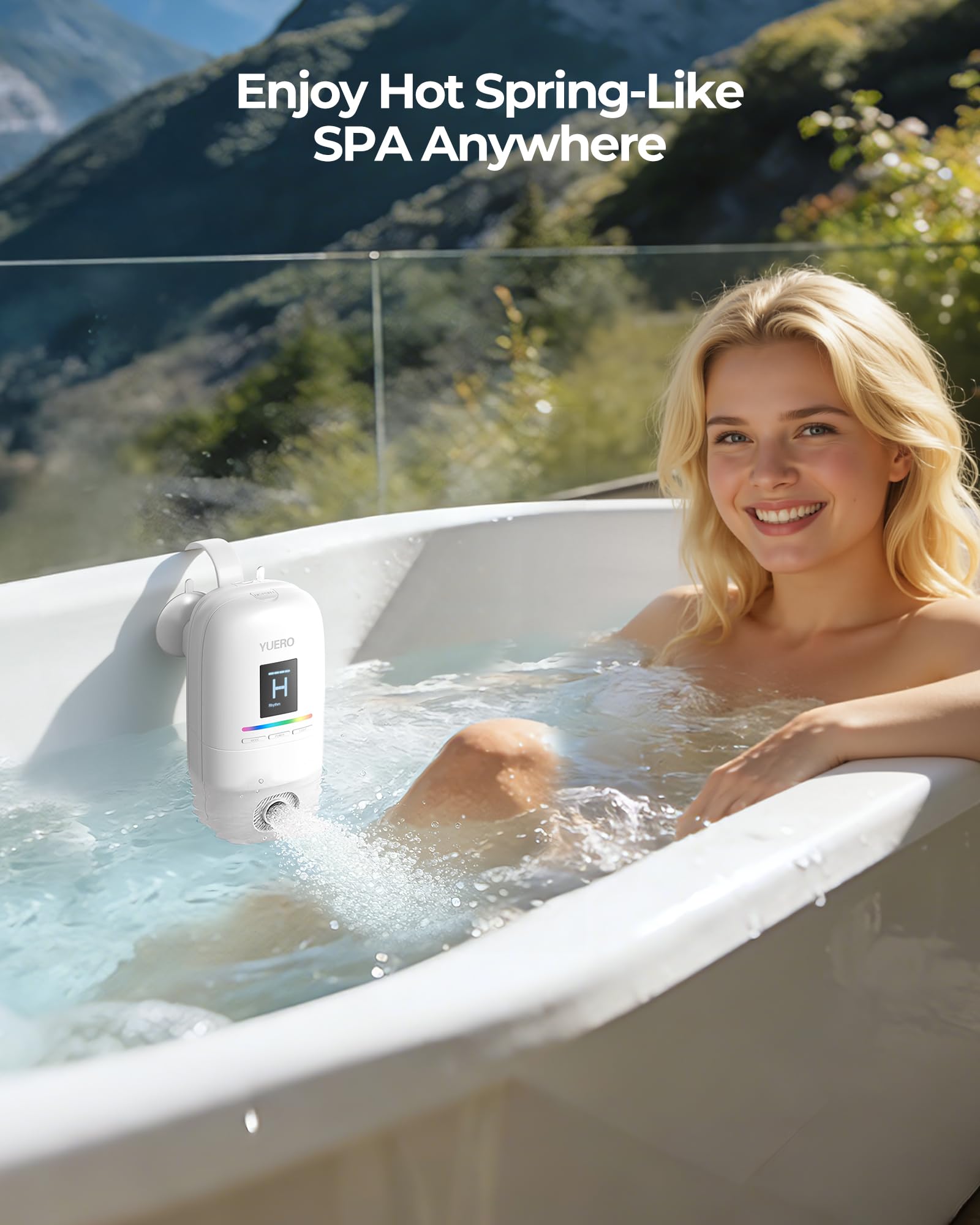 YUERO bath jets tub-bubble-mode highlights gentle bubbles for calming, immersive soaks