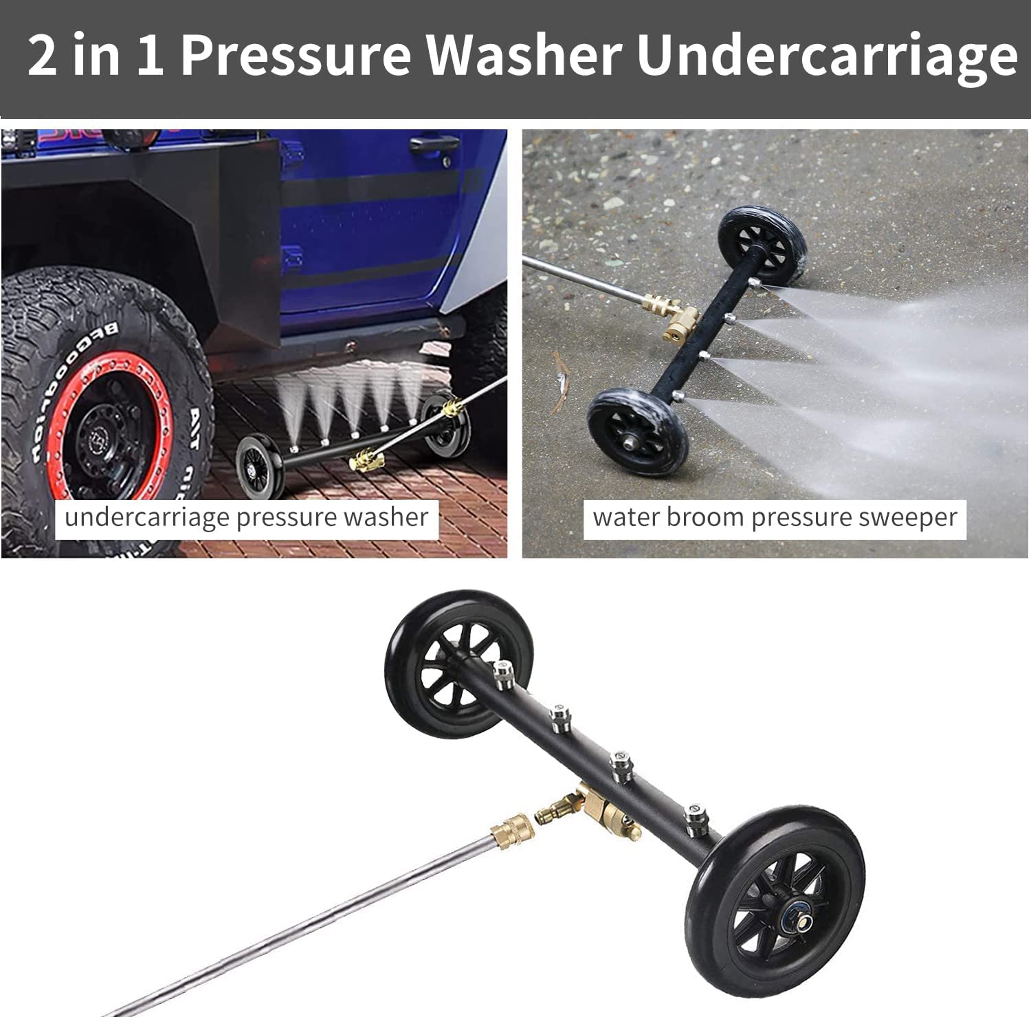 YUET 4-nozzle stainless set enables wide spray range.