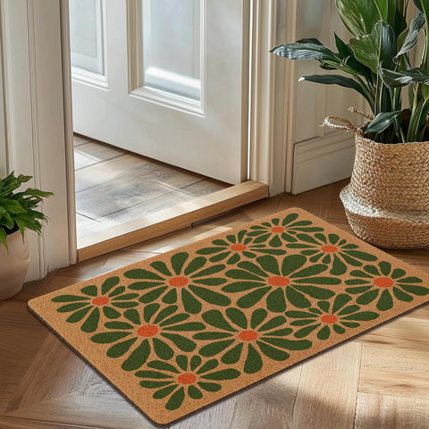 yueyaer floral doormat in living space demonstrates versatile indoor/outdoor use.