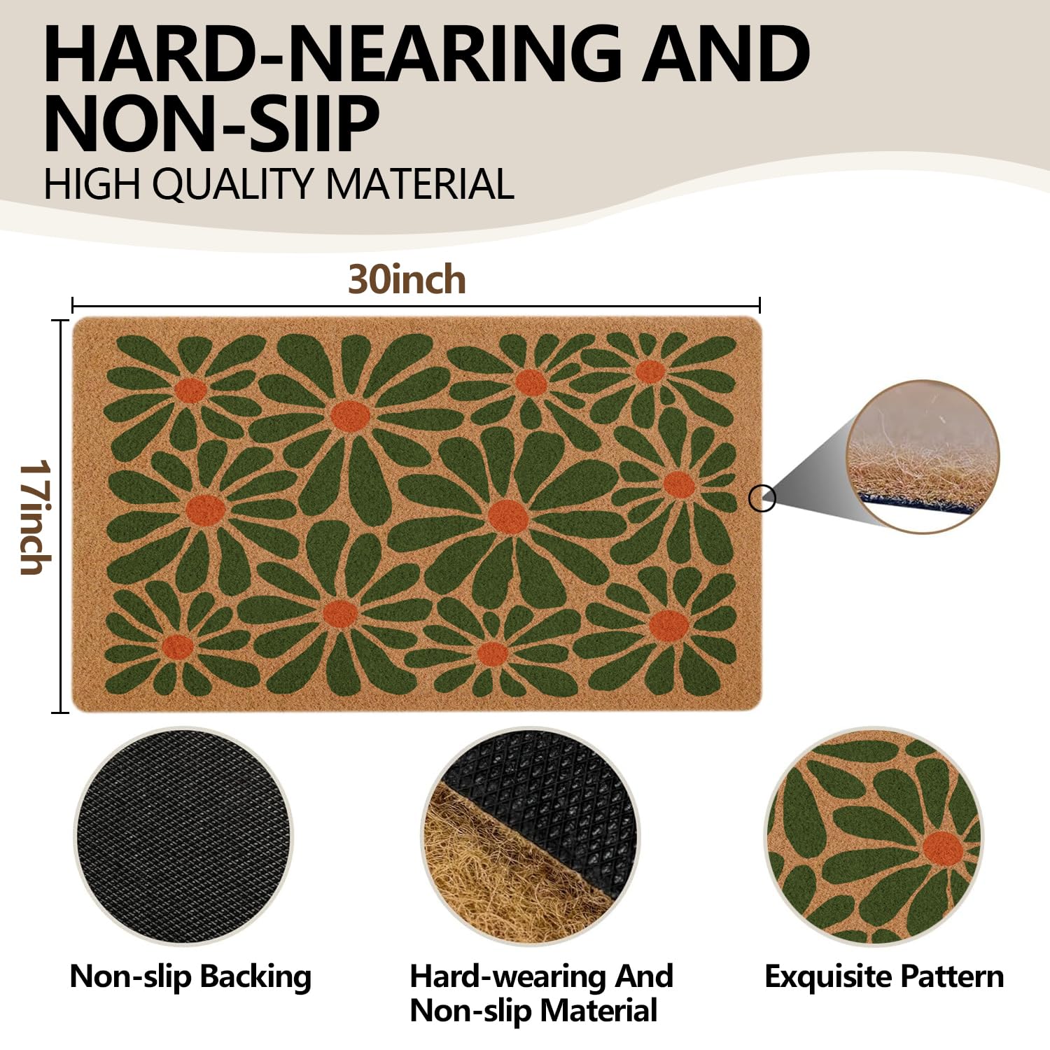 yueyaer boho door mat PVC backing provides non-slip security on entryways.