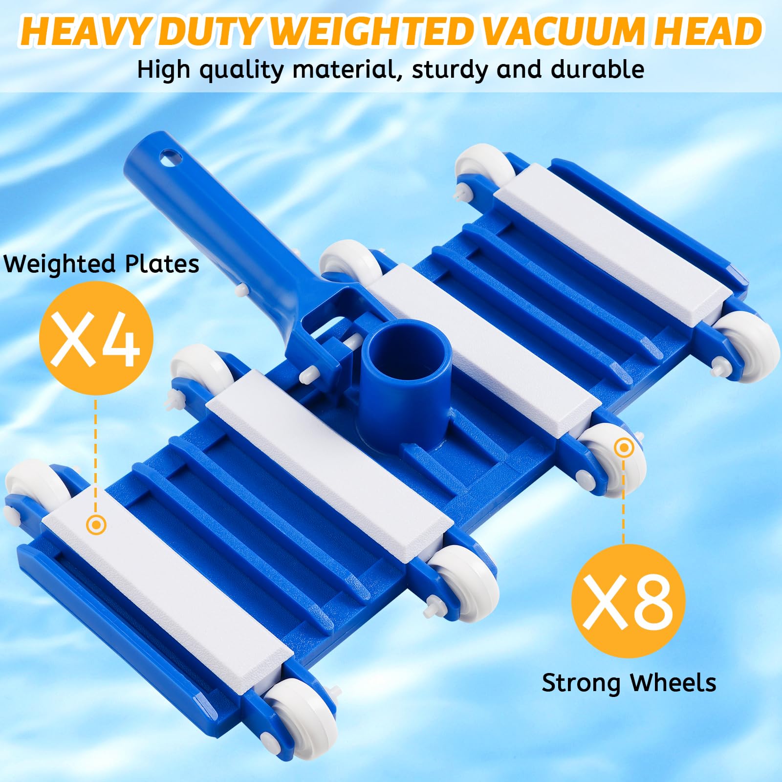 Yufafa heavy-duty 14-inch head tackles leaves and dirt in various pools