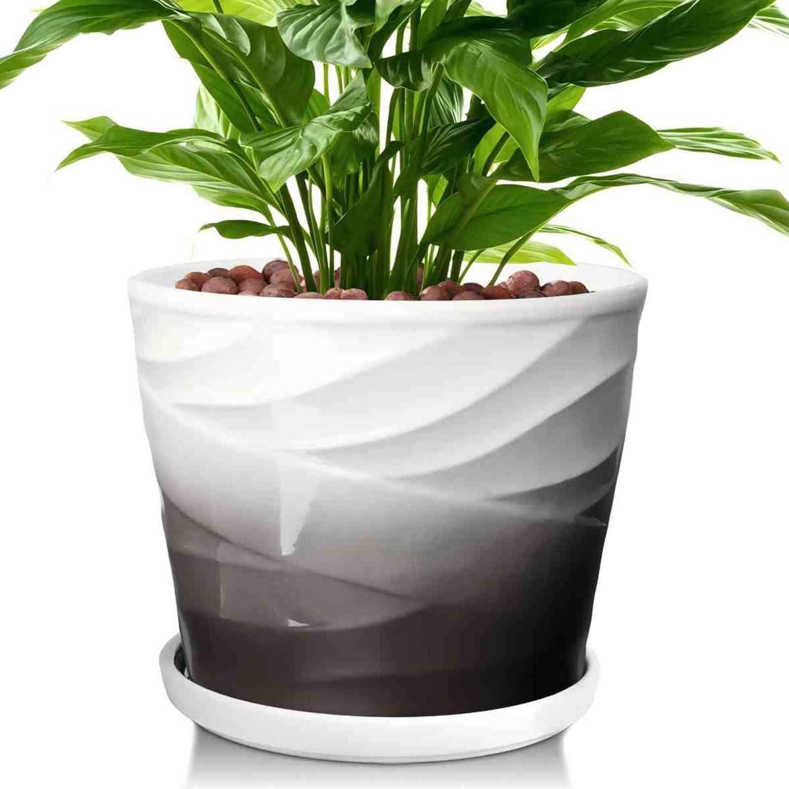 YUFDA 8-inch ceramic pot with drainage promotes healthy root growth.