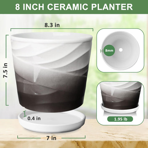 YUFDA ceramic pot with saucer protecting floors from spills.