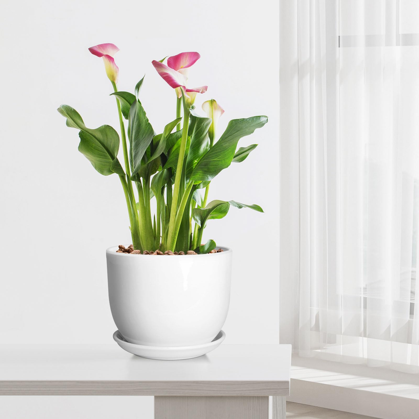 YUFDA easy-clean surface keeps the planter bright with a damp cloth.
