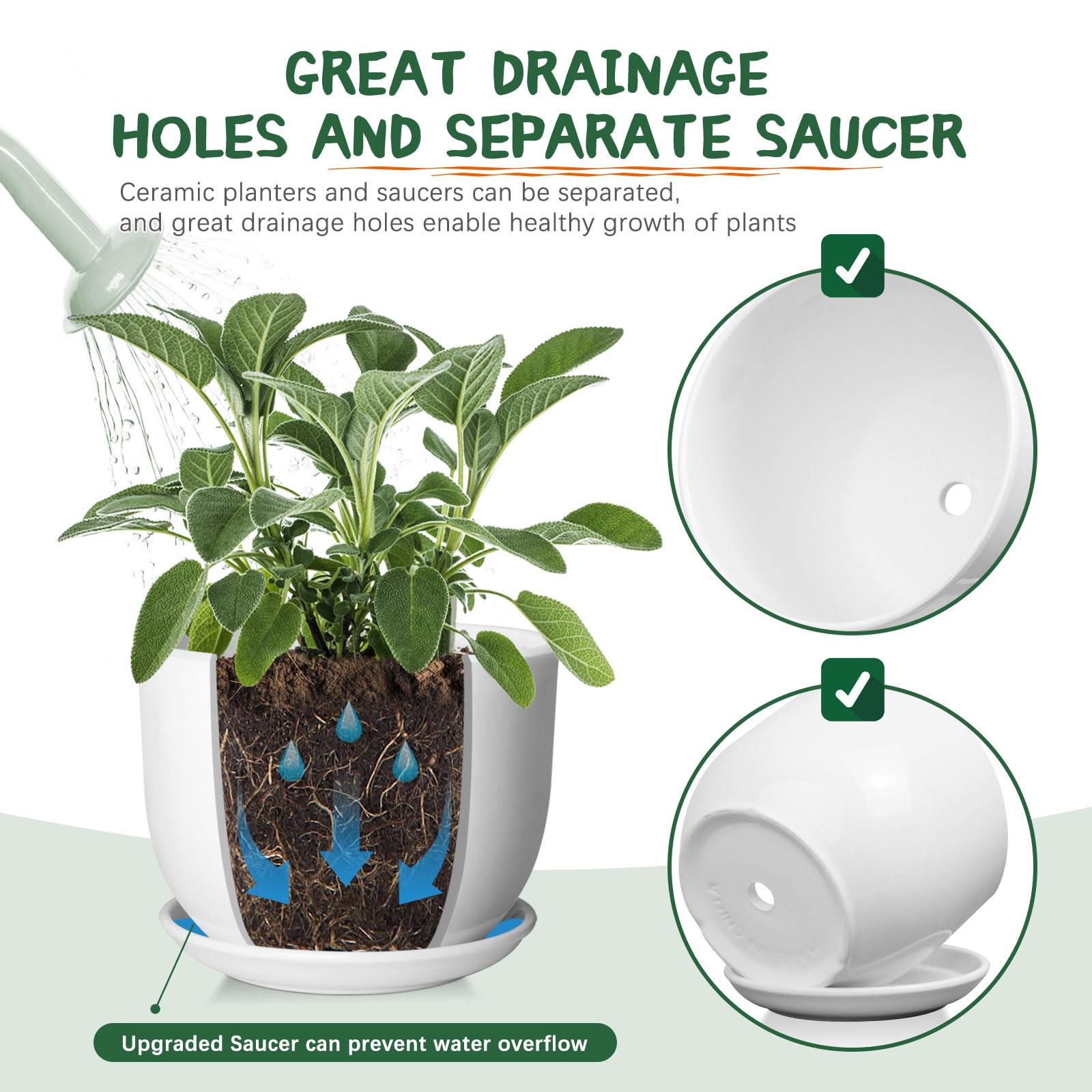 Large 8.3-inch YUFDA pot ideal for succulents and flowering plants.