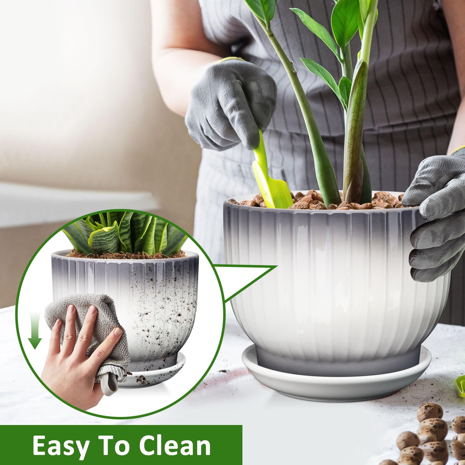YUFDA large 8-inch pot fits lilies and other medium indoor plants.