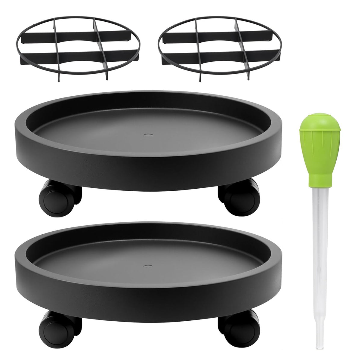 YUFDA plant caddy with 12.4-inch wheels for easy movement of heavy planters.