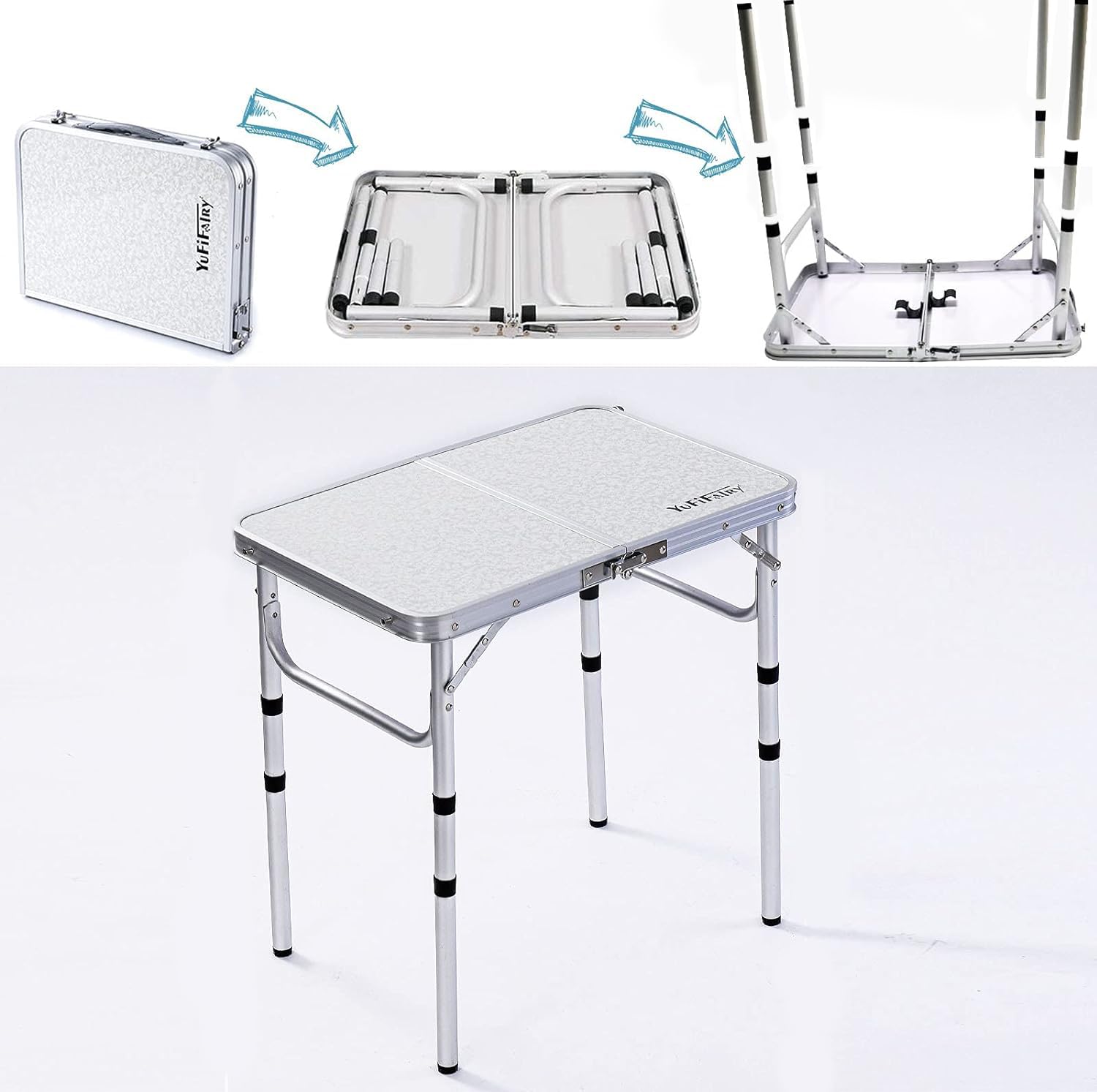 YUFIFAIRY folding table portable design with carry handle