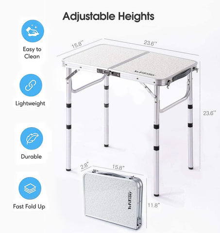 YUFIFAIRY table folded to briefcase size with carry handle