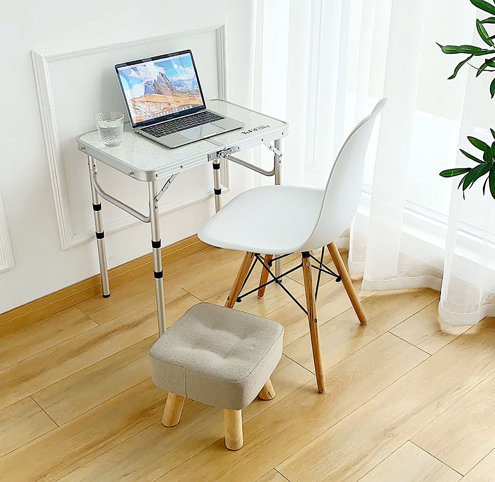 YUFIFAIRY folding table legs adjusted to 10, 19, or 24 inches