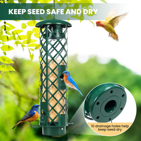 YUGYUM clear acrylic tube lets you see seed levels at a glance.
