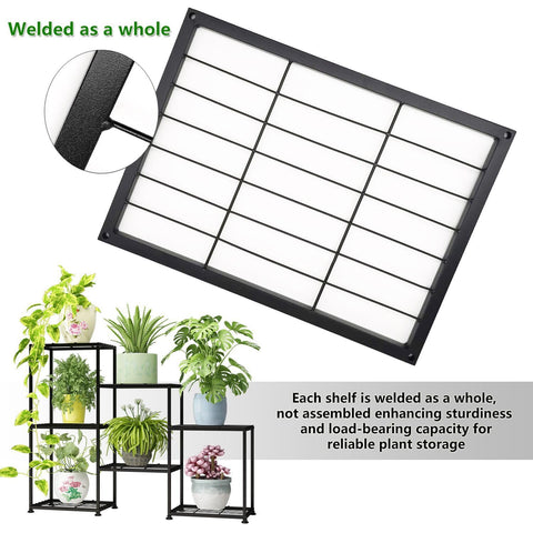 YUJCHMTZN indoor-outdoor plant rack with rustproof coating on a balcony.