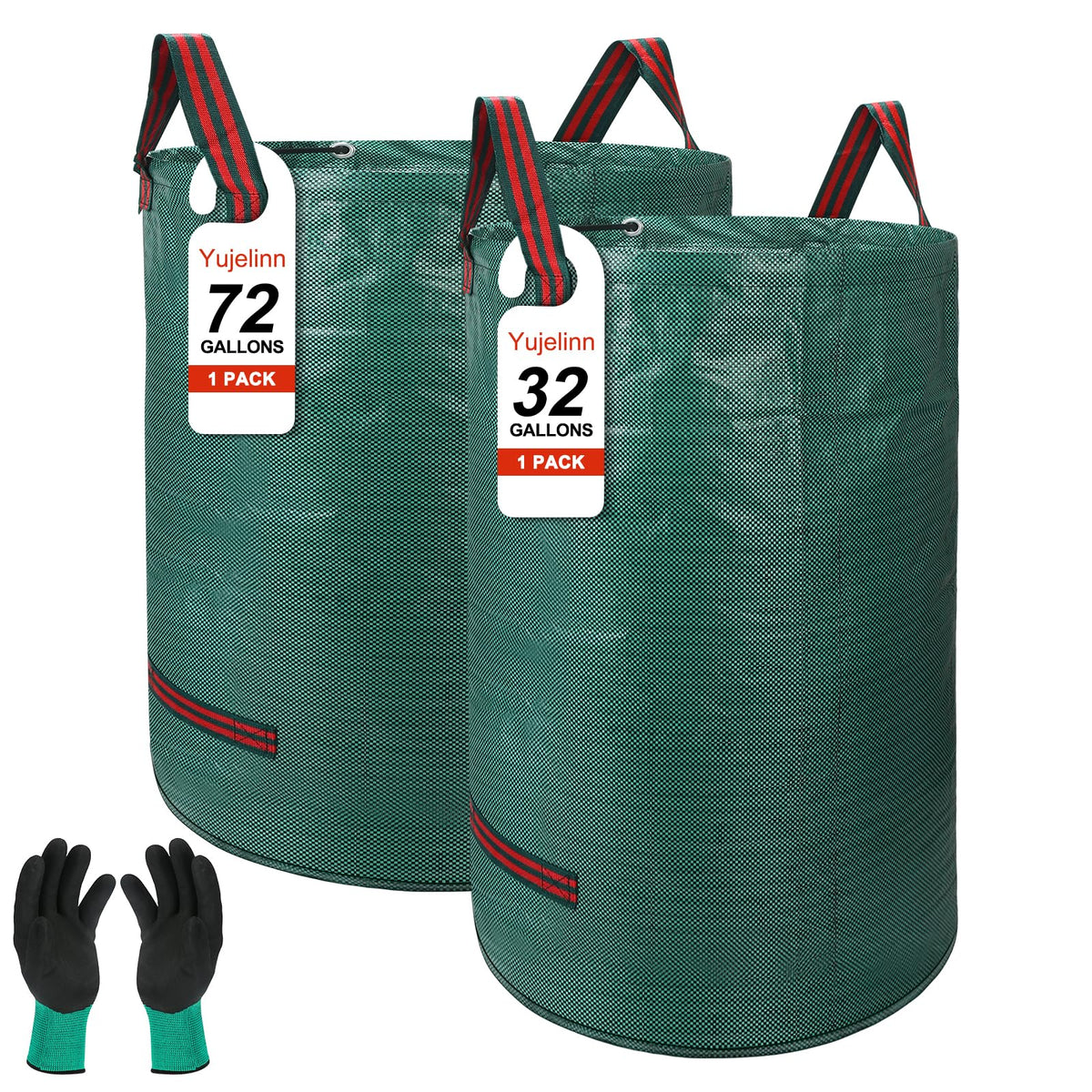 Yujelinn 72-gallon yard bag standing upright for easy filling.