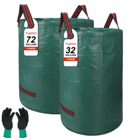 Yujelinn 72-gallon yard bag standing upright for easy filling.