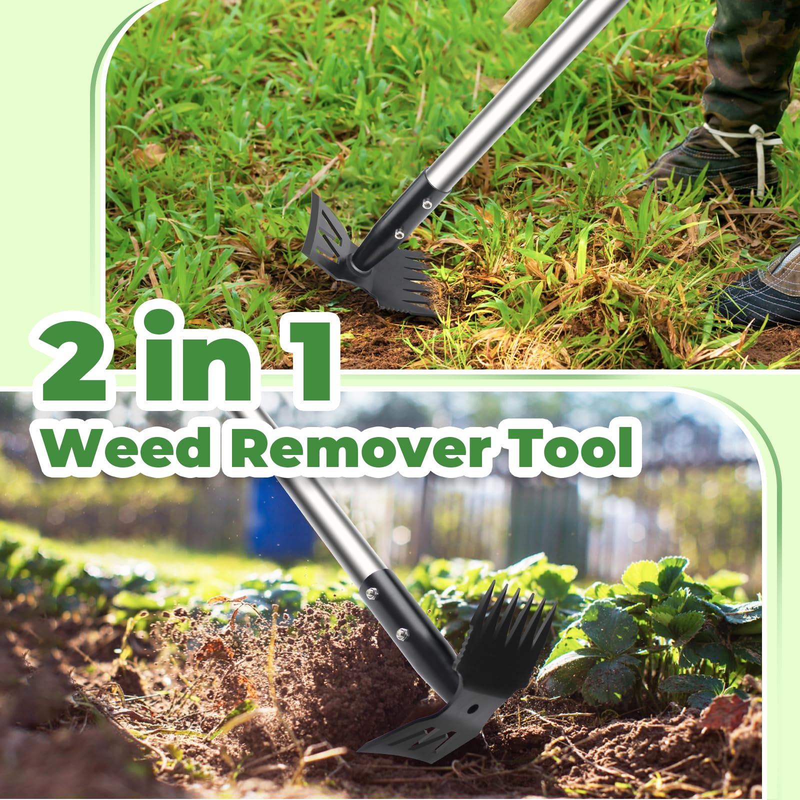 YUJOIBAN weed rake with 6 tines for deep soil loosening