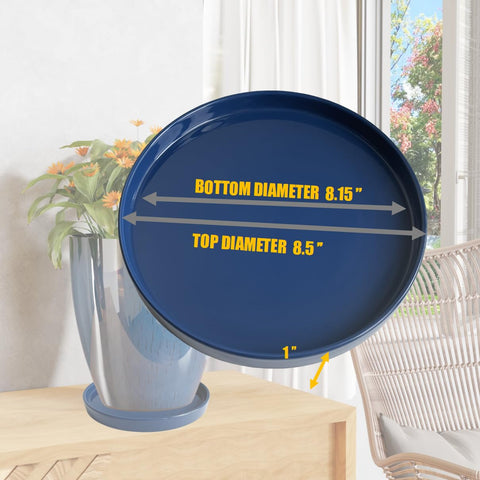 Yukfona 8-inch blue glazed saucer close-up shows durable ceramic texture