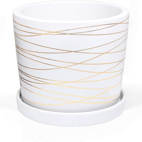 Yukfona ceramic plant saucer 9-inch white anti-leak tray for larger planters