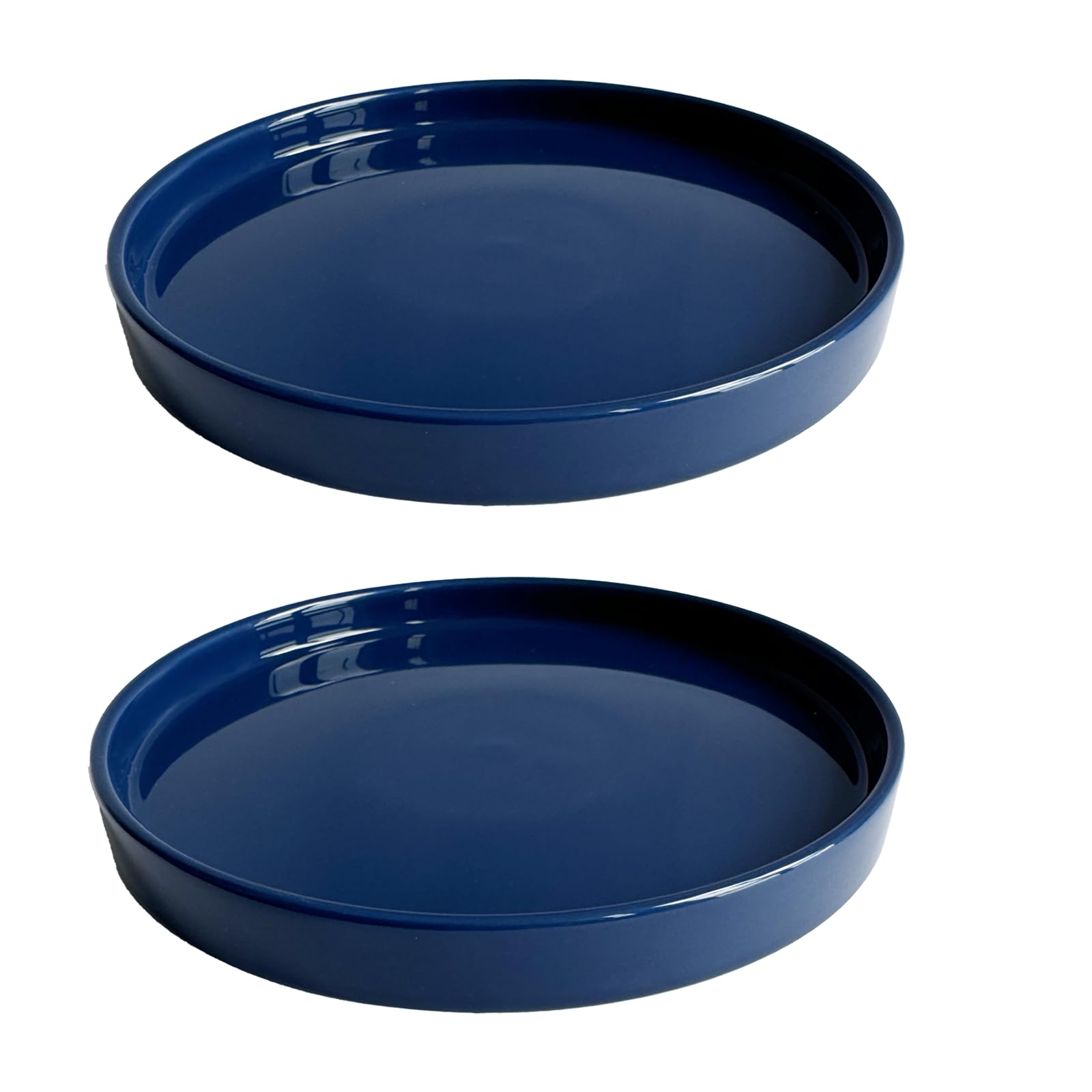 Yukfona ceramic plant saucer blue top view highlighting durable glaze and smooth surface protection.