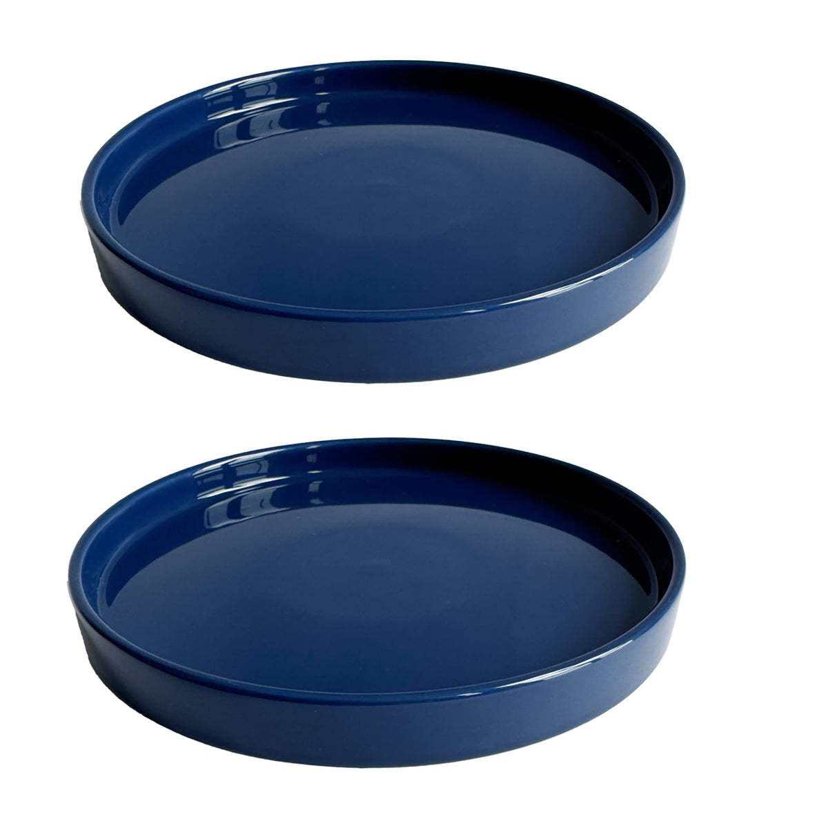 Yukfona ceramic plant saucer blue top view highlighting durable glaze and smooth surface protection.