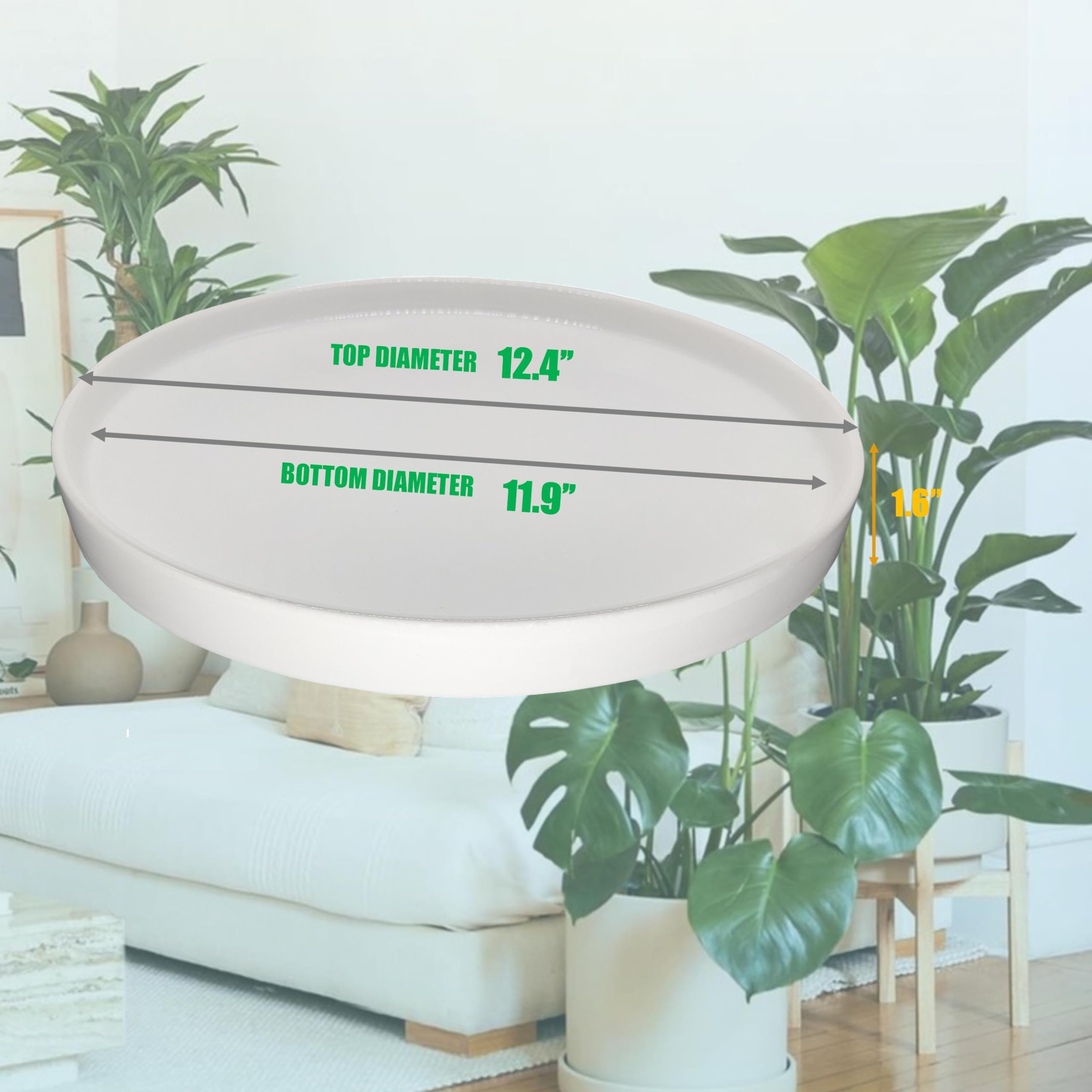 Yukfona ceramic saucer with glazed finish protects floors from spills and dirt.