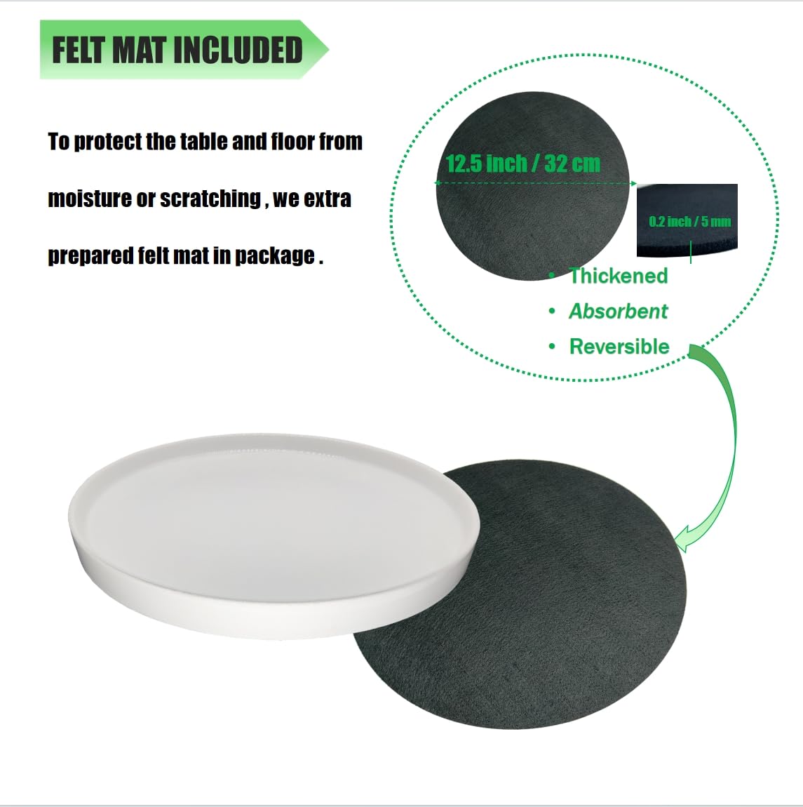 Yukfona ceramic saucer with waterproof edge protects surfaces after watering.