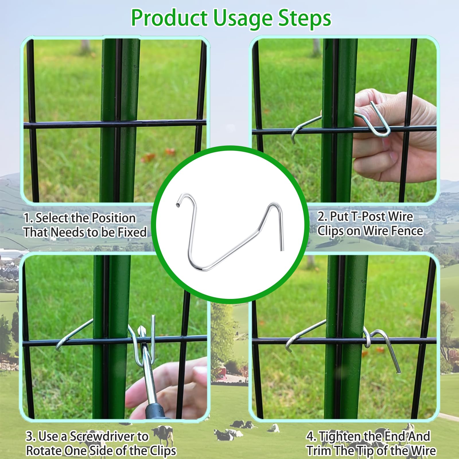 Yukibefo galvanized steel T-Post Clip closeup showing durability and corrosion resistance.