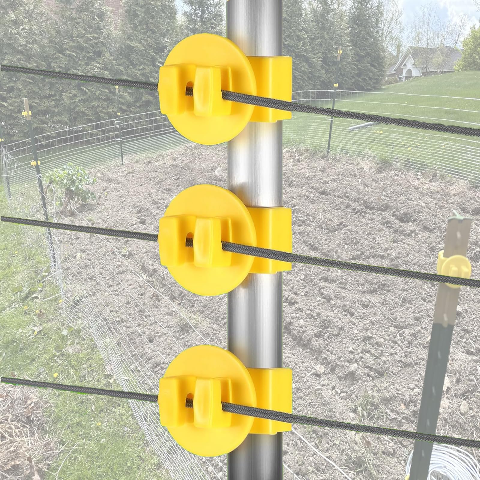 Yukibefo T Post Insulators in action along a fence line showing reliable performance