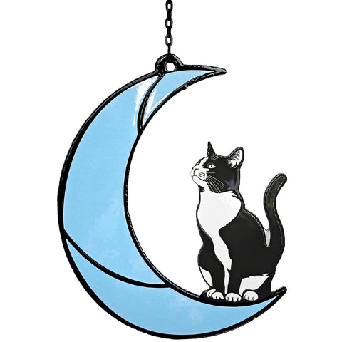 YULAIKUAI cat moon suncatcher front detail brightening sunny windows