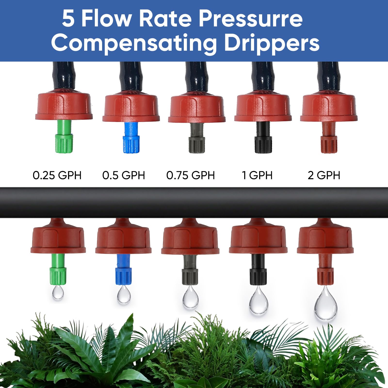 50-pack Yulaiyoen drippers ready for garden irrigation projects.