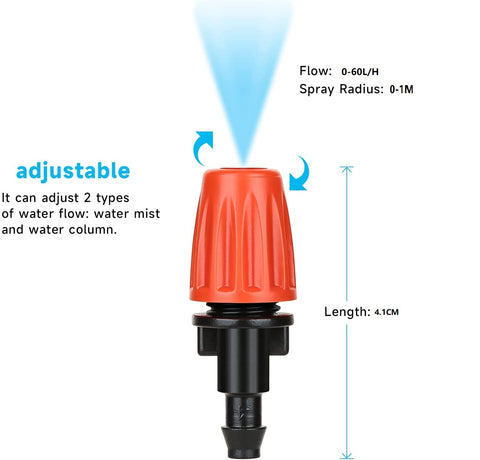 Yulaiyoen adjustable sprinkler head for customizable spray reach.