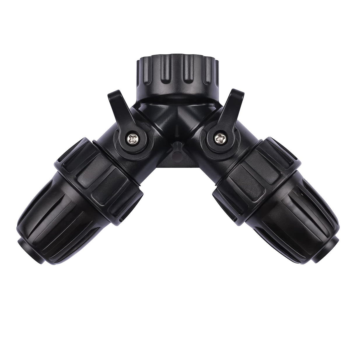 Yulaiyoen faucet 2-way splitter attached for flexible watering from a single spigot.